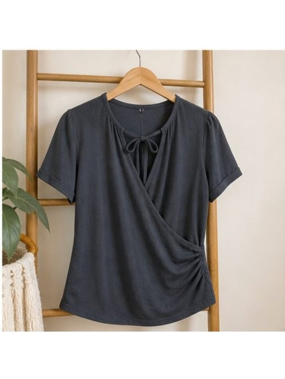 Charcoal Ruffle Blouse